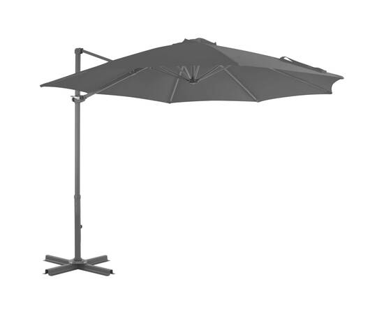 Umbrelă suspendată cu stâlp din aluminiu, antracit, 300 cm