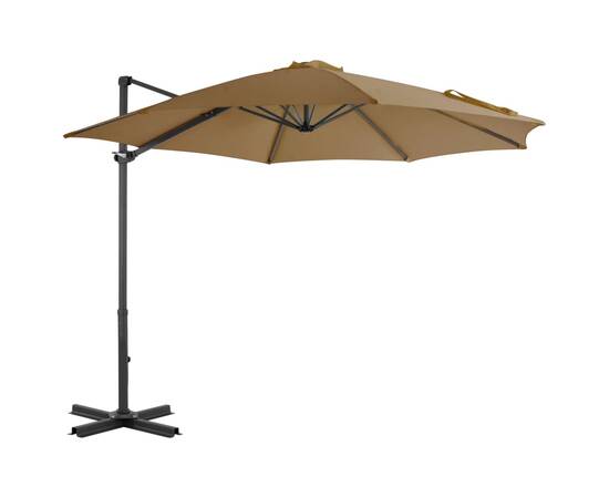 Umbrelă suspendată cu stâlp din aluminiu, gri taupe, 300 cm