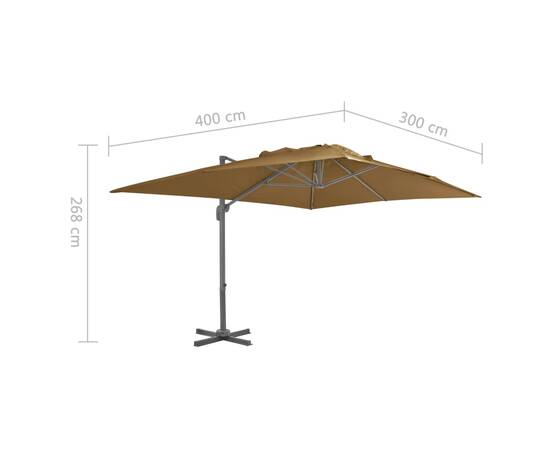 Umbrelă suspendată cu stâlp din aluminiu, taupe, 400x300 cm, 9 image
