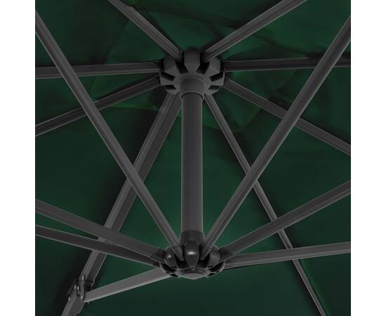 Umbrelă suspendată cu stâlp din aluminiu, verde, 250x250 cm, 2 image