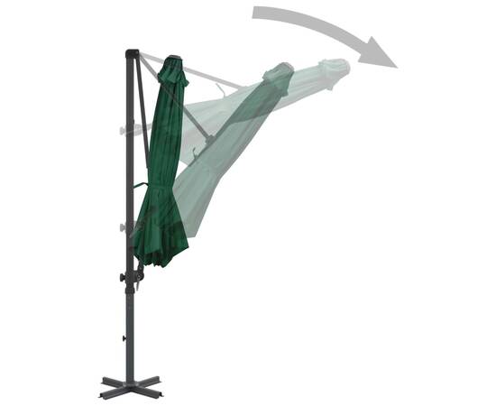 Umbrelă suspendată cu stâlp din aluminiu, verde, 300 cm, 5 image