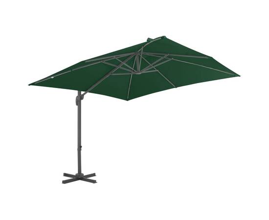 Umbrelă suspendată cu stâlp din aluminiu, verde, 400x300 cm, 3 image