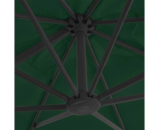 Umbrelă suspendată cu stâlp din aluminiu, verde, 400x300 cm, 2 image