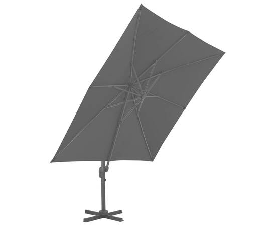 Umbrelă suspendată cu stâlp din aluminiu antracit 300x300 cm, 4 image
