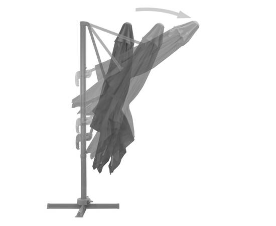 Umbrelă suspendată cu stâlp din aluminiu antracit 300x300 cm, 5 image