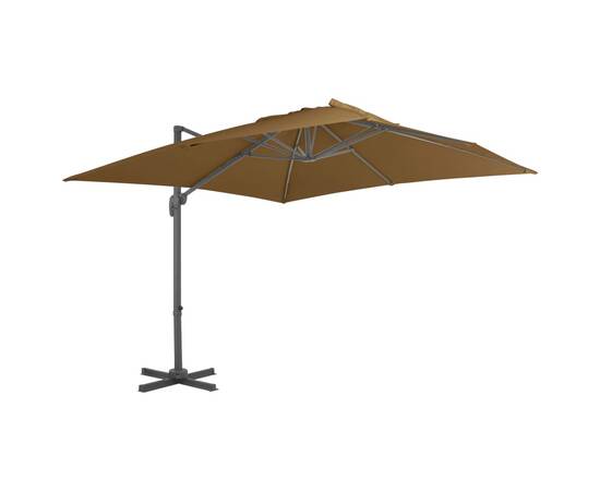 Umbrelă suspendată cu stâlp din aluminiu gri taupe 300x300 cm