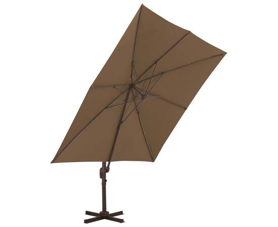 Umbrelă suspendată cu stâlp din aluminiu gri taupe 300x300 cm, 4 image