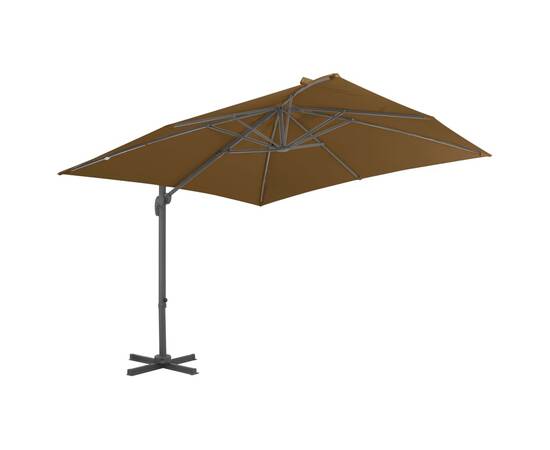 Umbrelă suspendată cu stâlp din aluminiu gri taupe 300x300 cm, 3 image