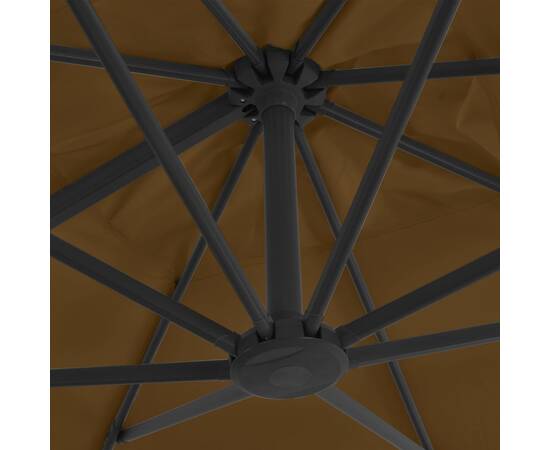 Umbrelă suspendată cu stâlp din aluminiu gri taupe 300x300 cm, 2 image