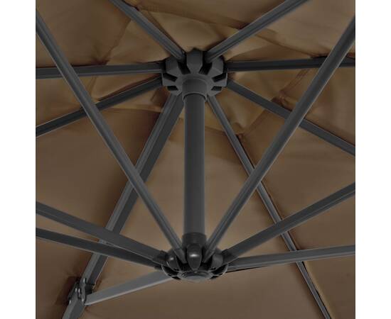 Umbrelă suspendată cu stâlp din aluminiu taupe 250x250 cm, 2 image