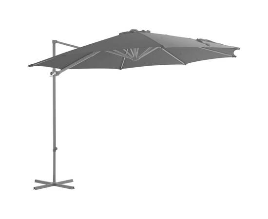 Umbrelă suspendată cu stâlp din oțel, antracit, 300 cm
