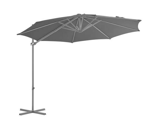 Umbrelă suspendată cu stâlp din oțel, antracit, 300 cm, 3 image