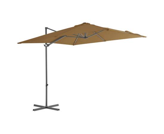Umbrelă suspendată cu stâlp din oțel, gri taupe, 250 x 250 cm