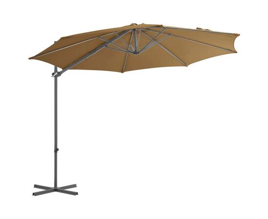 Umbrelă suspendată cu stâlp din oțel, gri taupe, 300 cm, 3 image