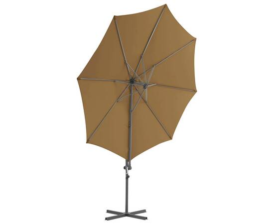 Umbrelă suspendată cu stâlp din oțel, gri taupe, 300 cm, 4 image