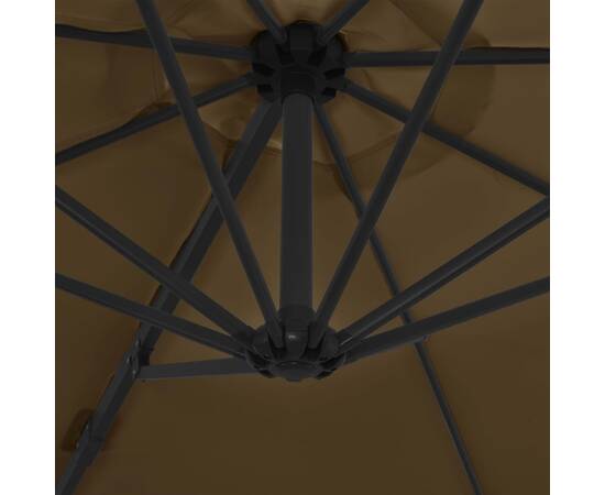 Umbrelă suspendată cu stâlp din oțel, gri taupe, 300 cm, 2 image