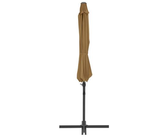 Umbrelă suspendată cu stâlp din oțel, gri taupe, 300 cm, 5 image
