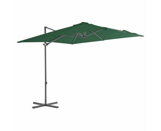 Umbrelă suspendată cu stâlp din oțel, verde, 250 x 250 cm