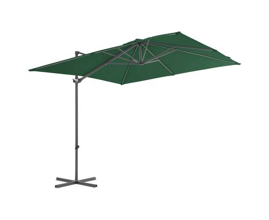 Umbrelă suspendată cu stâlp din oțel, verde, 250 x 250 cm, 3 image