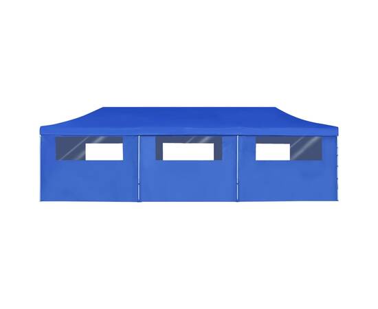 Cort petrecere pliabil cu 8 pereți laterali, albastru, 3 x 9 m, 6 image