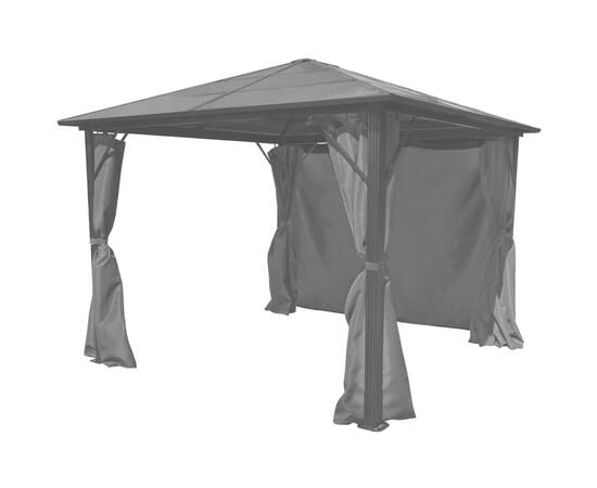 Pavilion cu perdea, antracit, 300 x 300 cm, aluminiu, 3 image