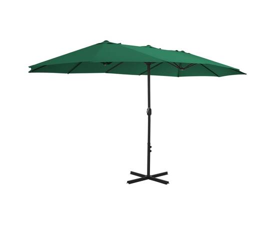 Umbrelă de soare de exterior, stâlp aluminiu, verde, 460x270 cm, 3 image