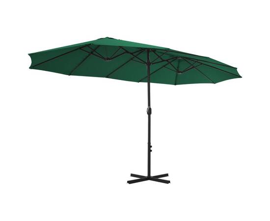 Umbrelă de soare de exterior, stâlp aluminiu, verde, 460x270 cm, 5 image