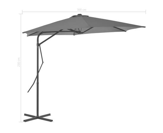 Umbrelă de soare de exterior, stâlp din oțel, antracit, 300 cm, 7 image