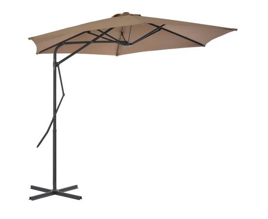 Umbrelă de soare de exterior, stâlp din oțel, gri taupe, 300 cm, 3 image