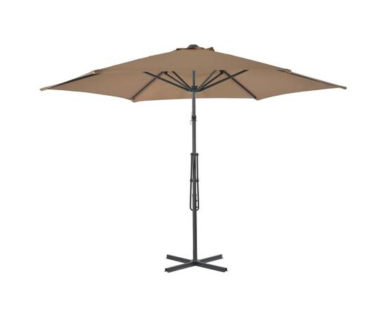 Umbrelă de soare de exterior, stâlp din oțel, gri taupe, 300 cm, 4 image