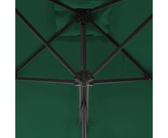 Umbrelă de soare de exterior, stâlp din oțel, verde, 250x250 cm, 2 image