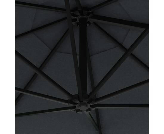 Umbrelă soare, montaj pe perete, stâlp metal, 300 cm, antracit, 7 image