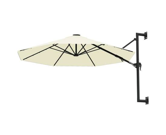 Umbrelă soare, montaj pe perete, stâlp metalic, 300 cm, nisipiu, 3 image