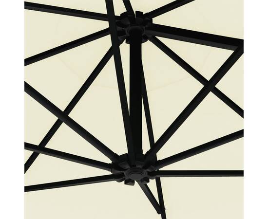 Umbrelă soare, montaj pe perete, stâlp metalic, 300 cm, nisipiu, 7 image