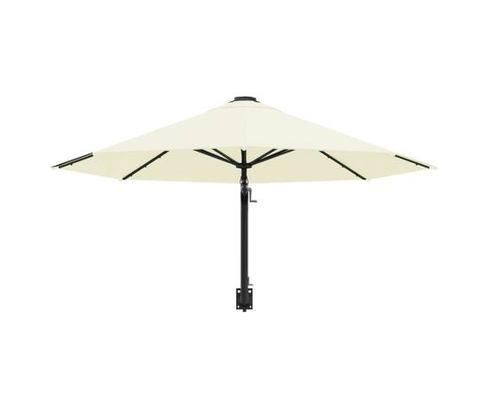 Umbrelă soare, montaj pe perete, stâlp metalic, 300 cm, nisipiu, 4 image