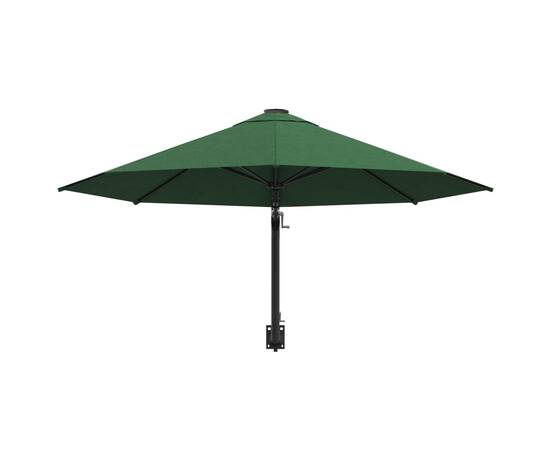 Umbrelă soare, montaj pe perete, tijă metalică, verde, 300 cm, 4 image