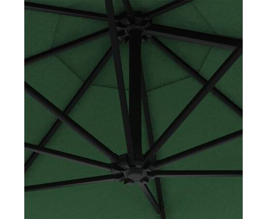Umbrelă soare, montaj pe perete, tijă metalică, verde, 300 cm, 7 image