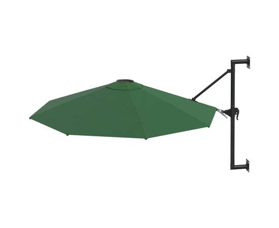 Umbrelă soare, montaj pe perete, tijă metalică, verde, 300 cm, 2 image