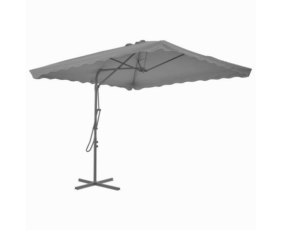 Umbrelă soare de exterior, stâlp din oțel, antracit, 250x250 cm, 3 image