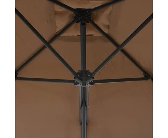 Umbrelă soare de exterior, stâlp oțel, gri taupe, 250 x 250 cm, 2 image