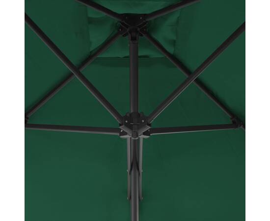 Umbrelă soare de exterior cu stâlp din oțel, verde, 300 cm, 2 image