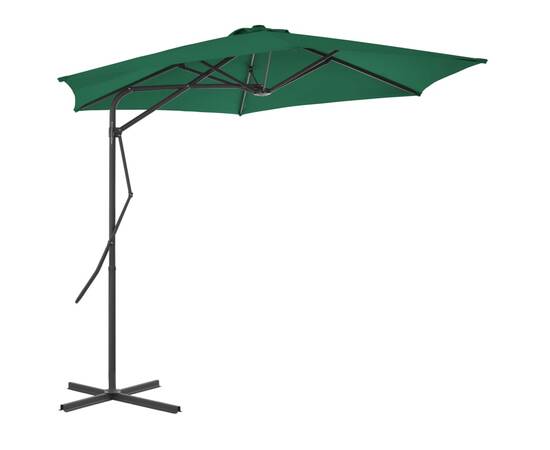 Umbrelă soare de exterior cu stâlp din oțel, verde, 300 cm, 3 image