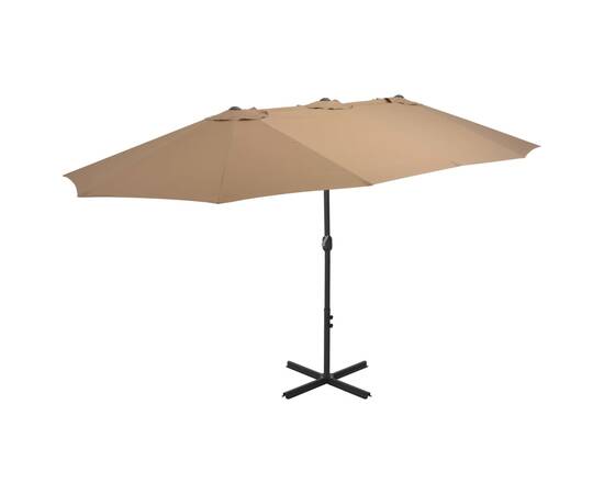 Umbrelă soare exterior cu stâlp aluminiu gri taupe 460x270 cm