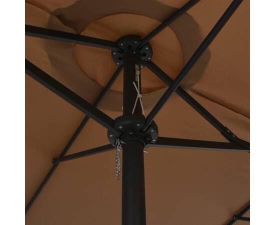 Umbrelă soare exterior cu stâlp aluminiu gri taupe 460x270 cm, 2 image