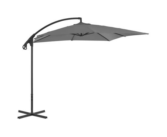 Umbrelă suspendată cu stâlp din oțel, antracit, 250 x 250 cm