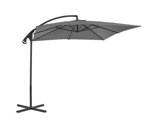 Umbrelă suspendată cu stâlp din oțel, antracit, 250 x 250 cm, 3 image