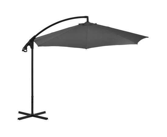 Umbrelă suspendată cu stâlp din oțel, antracit, 300 cm, 3 image