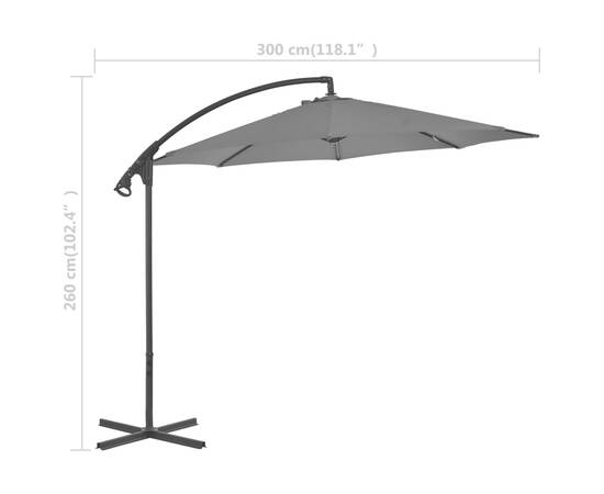 Umbrelă suspendată cu stâlp din oțel, antracit, 300 cm, 8 image