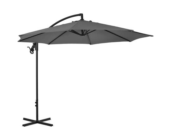 Umbrelă suspendată cu stâlp din oțel, antracit, 300 cm, 4 image