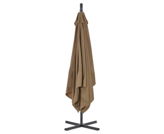 Umbrelă suspendată cu stâlp din oțel, gri taupe, 250 x 250 cm, 5 image